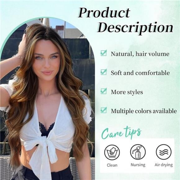 Clip in Long Wavy Synthetic Hair Extension 20 Inch 4PCS Balayage